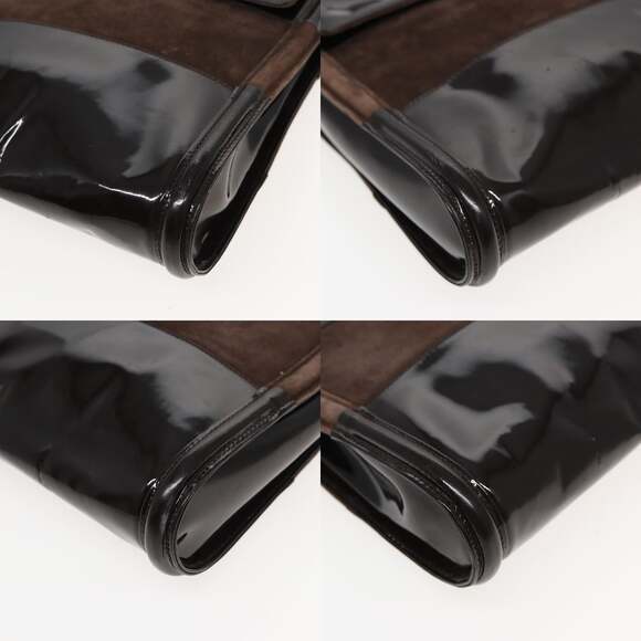 GUCCI Tote Bag Enamel Suede Brown - Picture 10 of 12